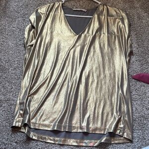 Ellison Metallic Gold V-Neck Blouse